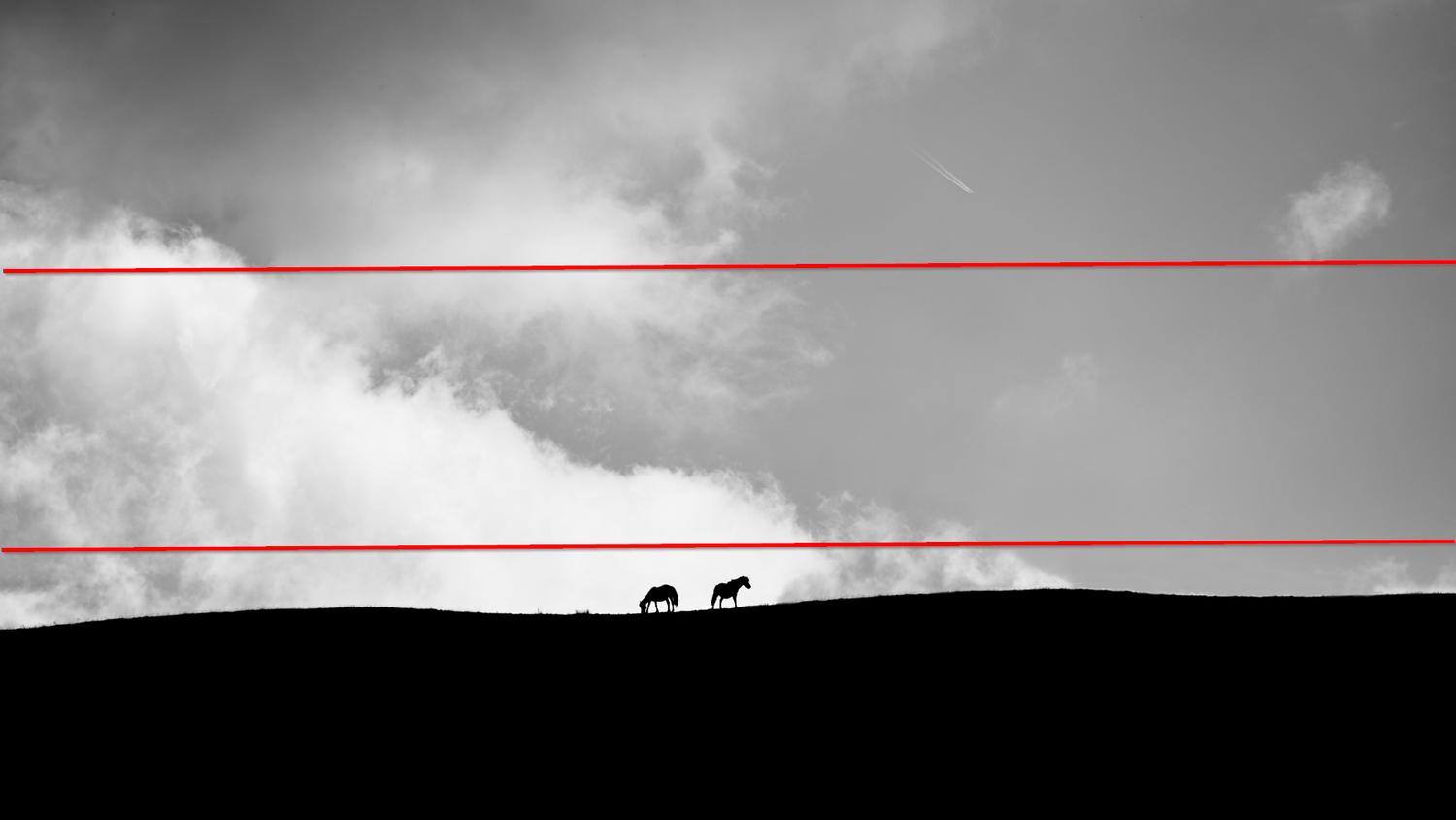 Photo du Pays Basque avec la grille de la règle des tiers superposée